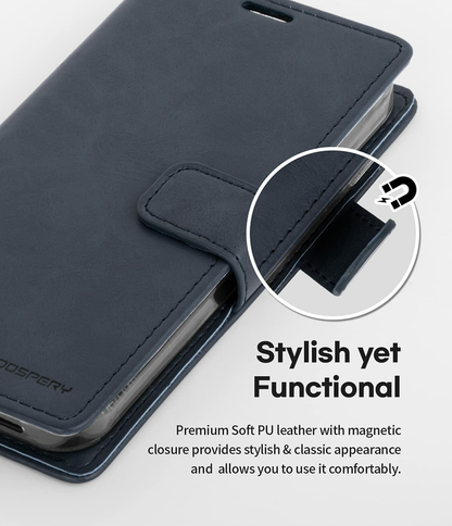 Flip Wallet Case for iPhone 15 -Navy Blue