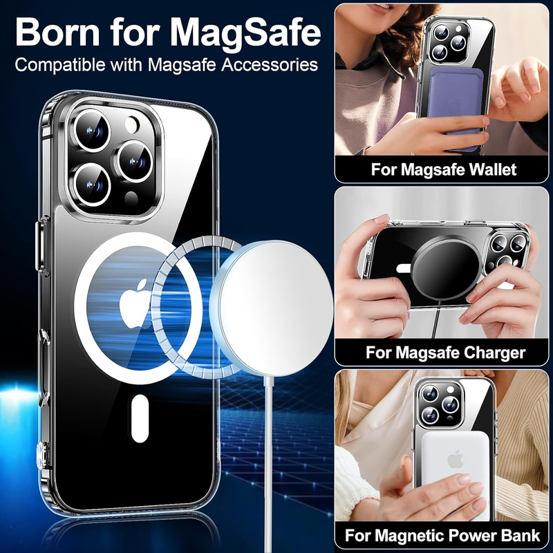 For iPhone 12 Pro Max Clear MagSafe Shockproof Transparent  Protective Case