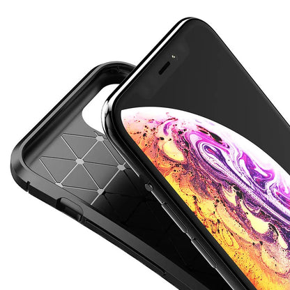 For Apple iPhone 13 Fiber Rugged Case TPU Cover,Black
