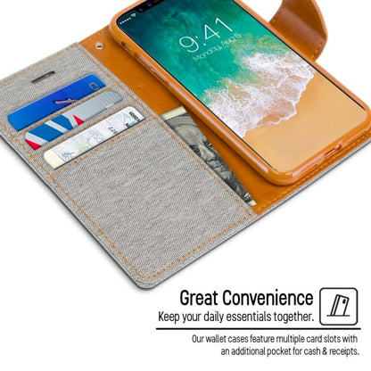 For iPhone 14  Canvas Wallet Flip Case -Gray
