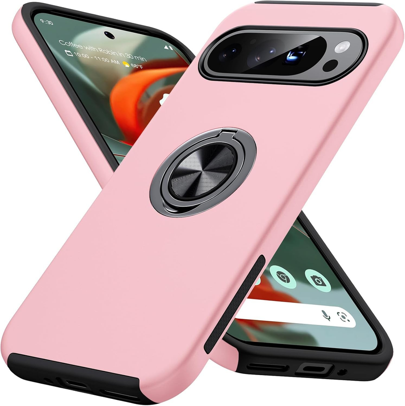 For Google Pixel 10 Pro Shockproof Ring Magnetic Phone Case-Pink