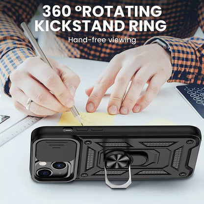 For Apple iPhone 14 Shockproof Case with  Kickstand Cover,Black