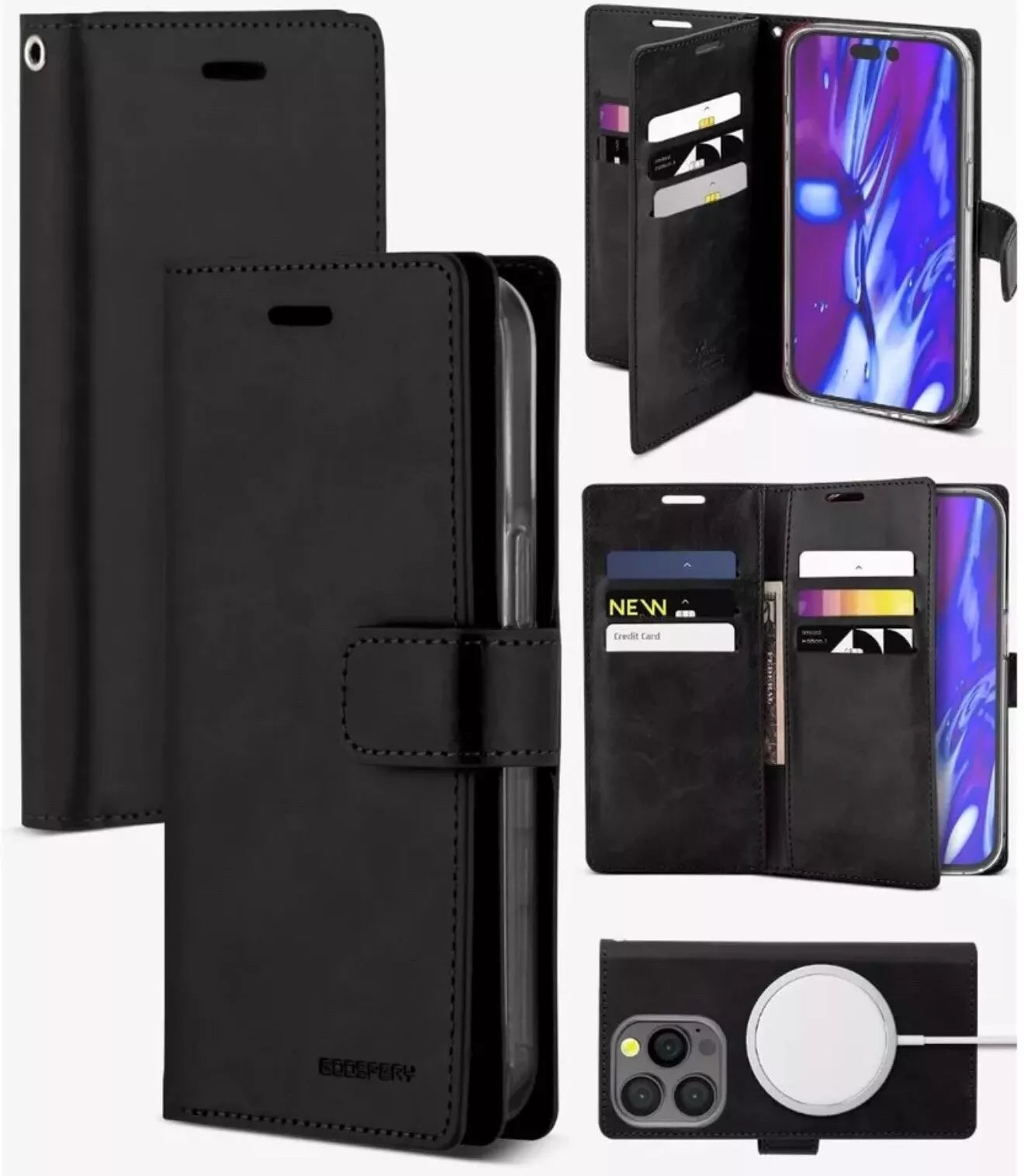 For iPhone 17 Pro Max Double Layers Wallet Leather Flip Case