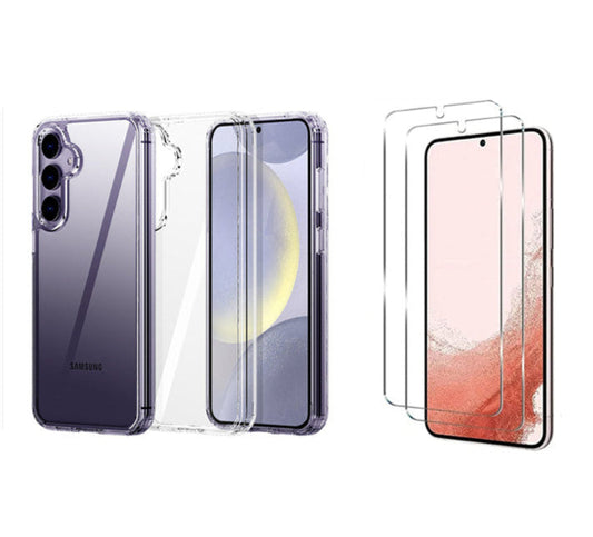 For Samsung Galaxy S21 Plus Clear Shockproof  Protective Case + 2 x Screen Protectors