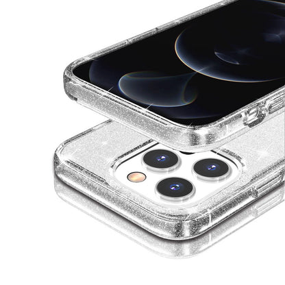 For iPhone 15 Pro Max Clear Bling Sparkle Shockproof Phone Cover + 2 Screen Protectors
