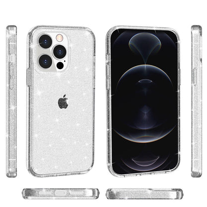 For iPhone 15 Pro Max Clear Bling Sparkle Shockproof Phone Cover + 2 Screen Protectors
