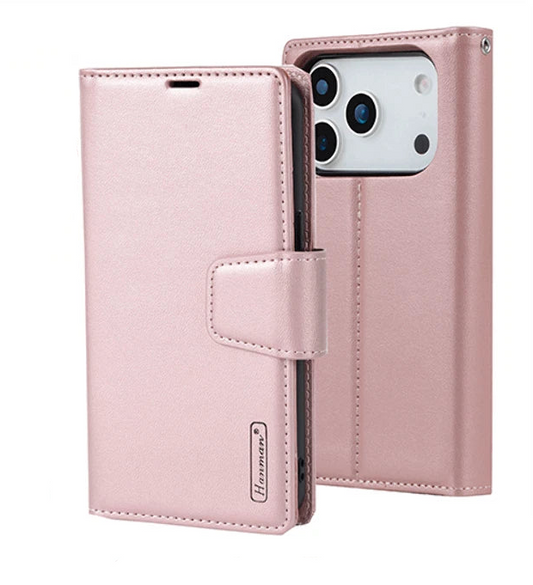 For iPhone 17 Pro Magnetic Detachable  Wallet Case Rose Gold