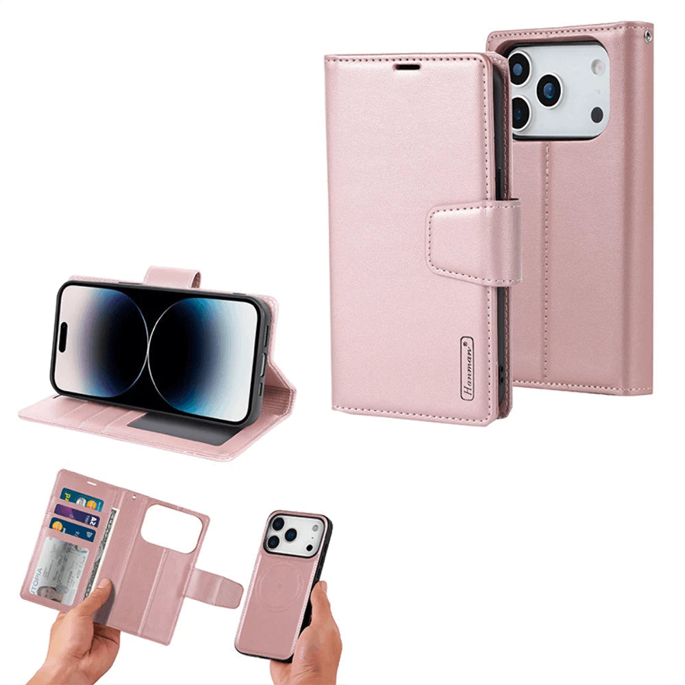 For iPhone 17 Pro Magnetic Detachable  Wallet Case Rose Gold