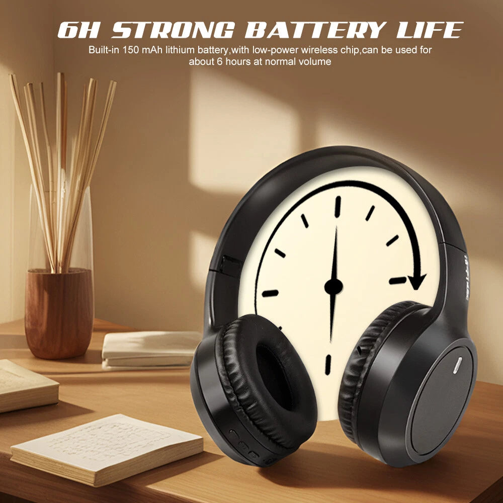 [Gift Under $100] Portable Compact Wireless Bluetooth Headphones - Black