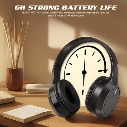 [Gift Under $100] Portable Compact Wireless Bluetooth Headphones - Black