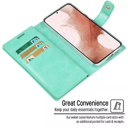For Samsung Galaxy S21 Double Layers Wallet Leather Flip Mint Green Case