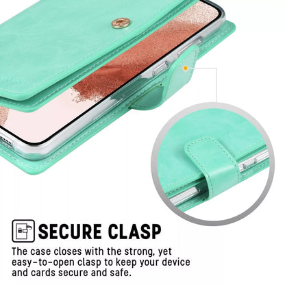 For Samsung Galaxy S21 Double Layers Wallet Leather Flip Mint Green Case