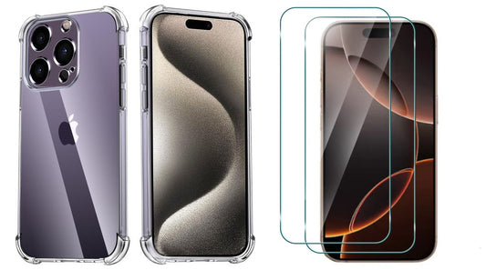 For iPhone 15 Pro Max Clear Case  + 2 x Screen Protectors