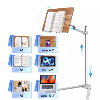 Floor Book Reading Stand Laptop Holder Hand-Free Adjustable Angle PC Holder