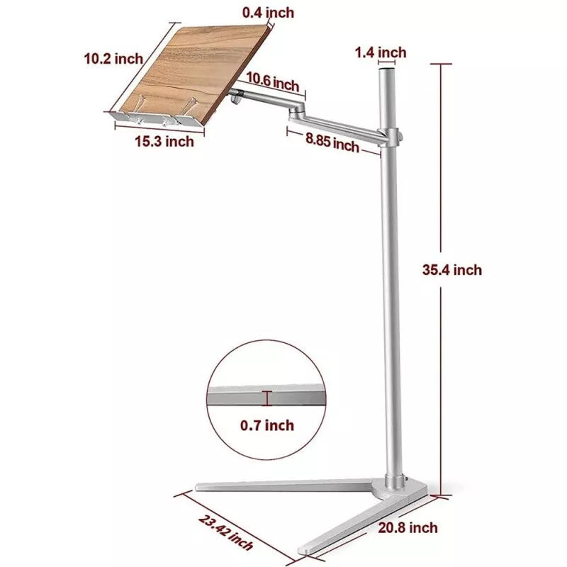 Floor Book Reading Stand Laptop Holder Hand-Free Adjustable Angle PC Holder