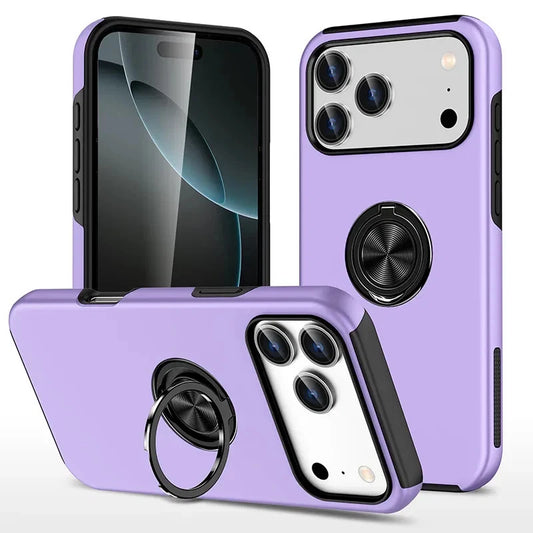 For iPhone 17 Pro Max Case with Metal Ring Stand-Purple