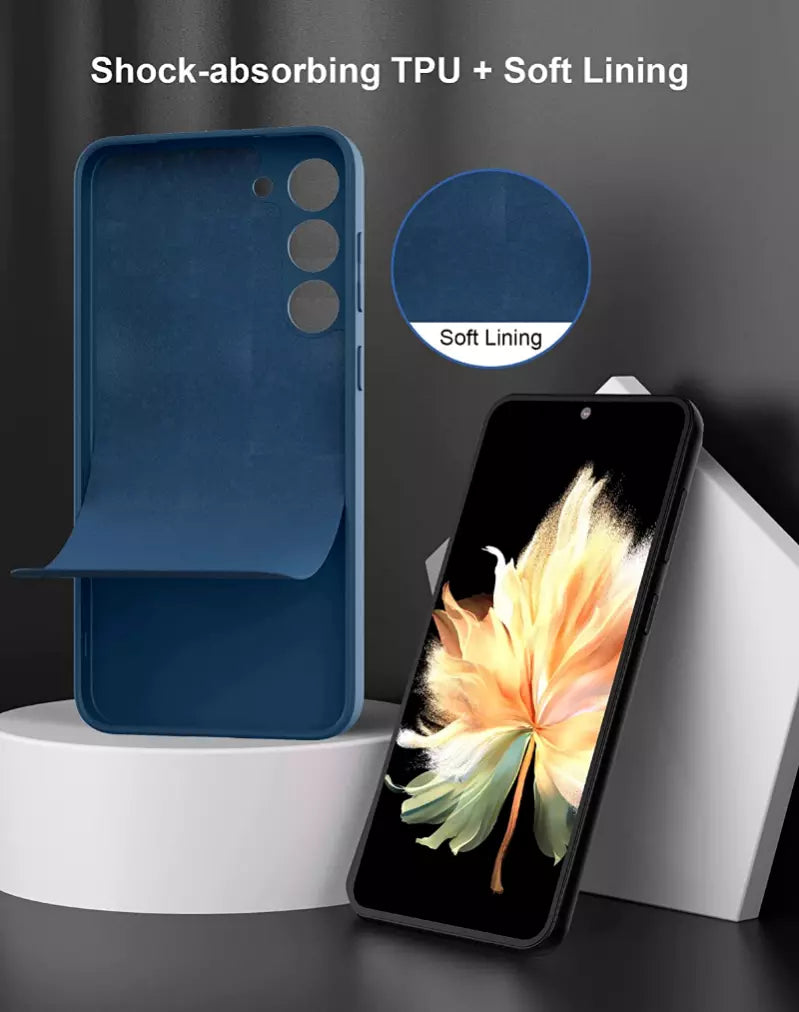 For Samsung Galaxy A06 Silicone Shockproof Navy Blue Case + 2 Screen Protectors