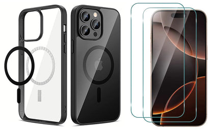 Slim Shockproof Case For iPhone 12 + 2 x Glass Screen Protectors
