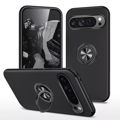 For Google Pixel 6a Shockproof Ring Magnetic Phone Case-Black