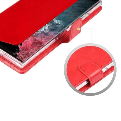 For Samsung Galaxy S25 Wallet Case with Card holder RED Flip Cover