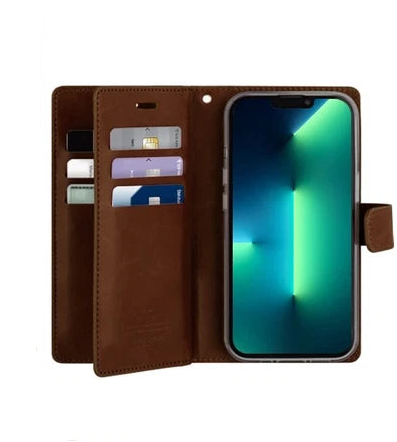 For iPhone 17 Pro Max Double Layers Wallet  Brown Case