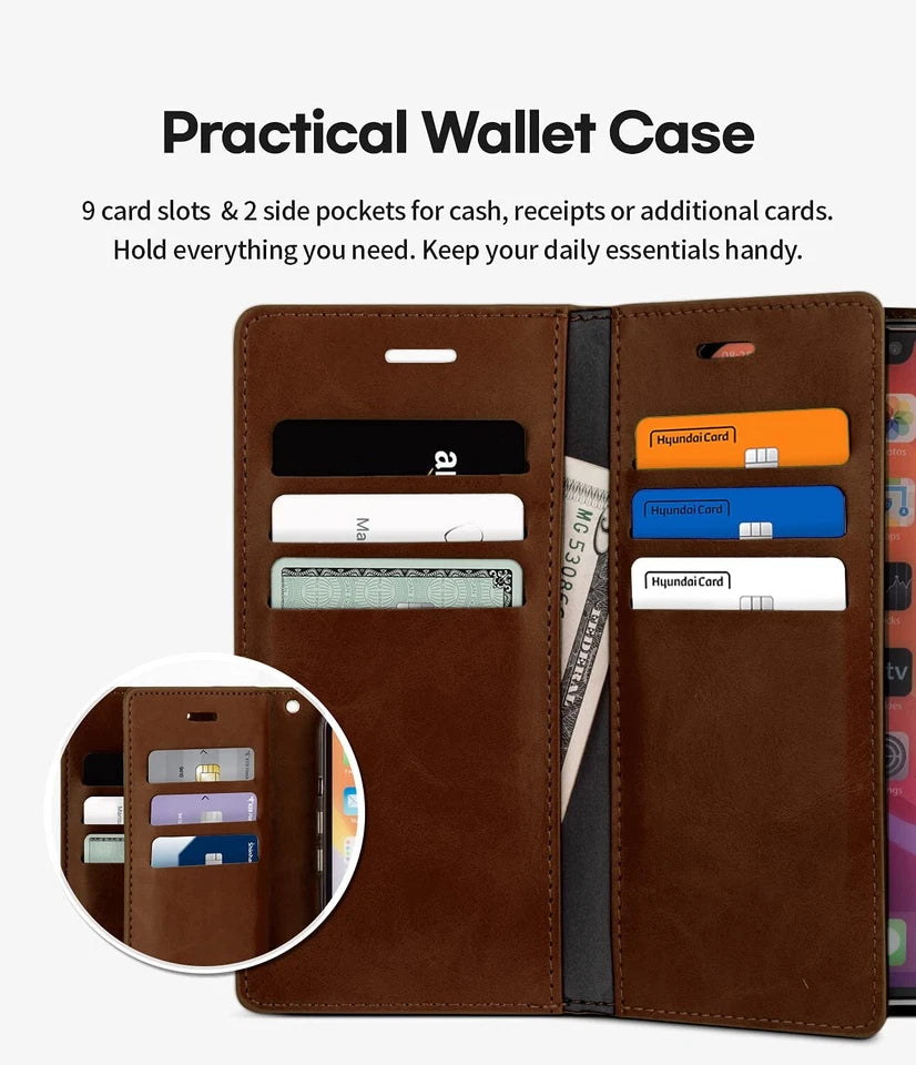 For iPhone 17 Pro Max Double Layers Wallet  Brown Case