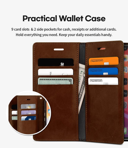 For iPhone 17 Pro Max Double Layers Wallet  Brown Case