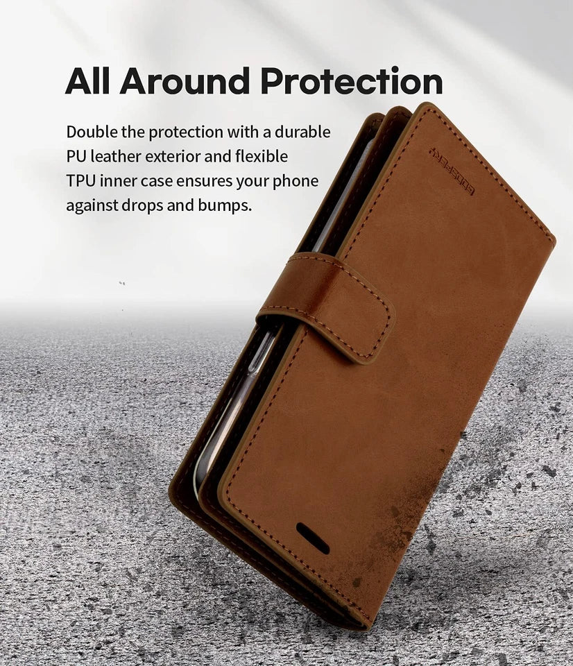 For iPhone 17 Pro Max Double Layers Wallet  Brown Case