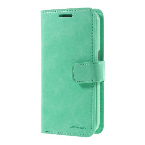 For Samsung Galaxy S21 Double Layers Wallet Leather Flip Mint Green Case