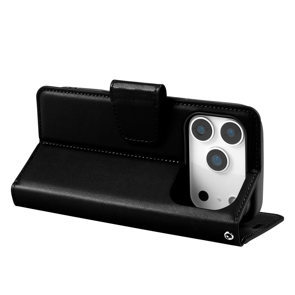For iPhone 17 Pro Max Wallet Case Black Colour Flip Cover