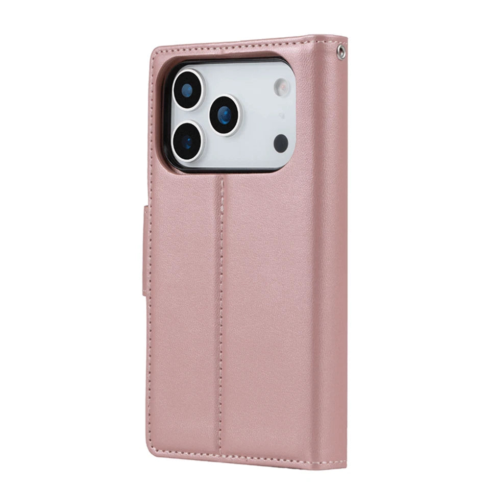 For iPhone 17 Pro Magnetic Detachable  Wallet Case Rose Gold
