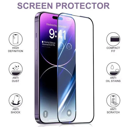2X For iPhone 16 Plus Full Cover Tempered Glass  Screen Protector