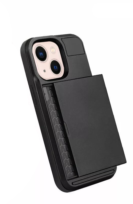 For iPhone 14 Slide Card Holder  Case Cover Navy Blue