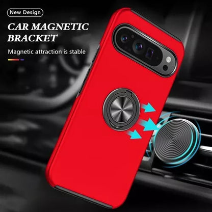 For Google Pixel 6a Shockproof Ring Magnetic Phone Case-Red